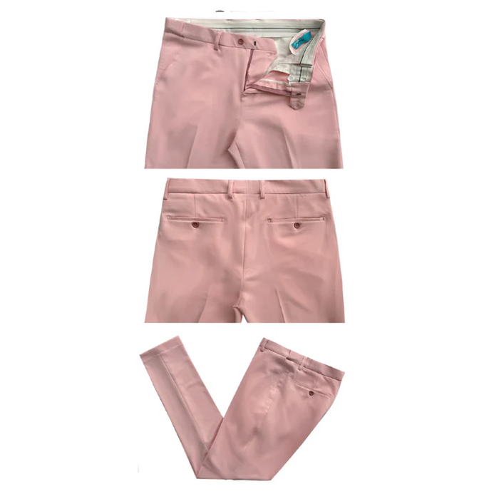 Cotton Suit - Summer Stretch Fabric - Mens Cotton-Stretch Fashion Suit Pink S9010