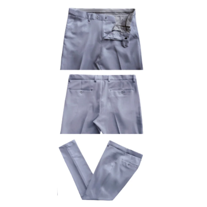 Cotton Suit - Summer Stretch Fabric - Mens Cotton-Stretch Fashion Suit Silver S9010 - 36 Short