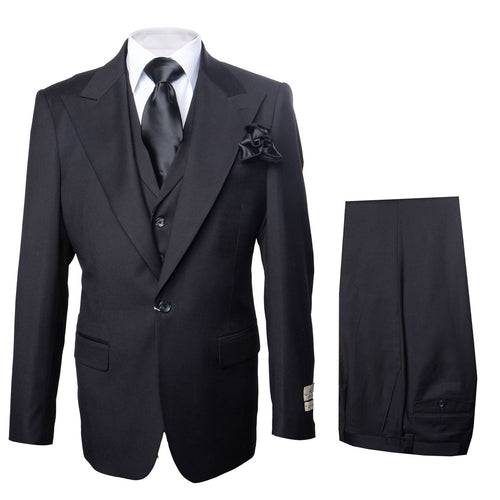 Rossi Man RM2301 Sam Collection Mens Slim Fit Formal Suit in Black