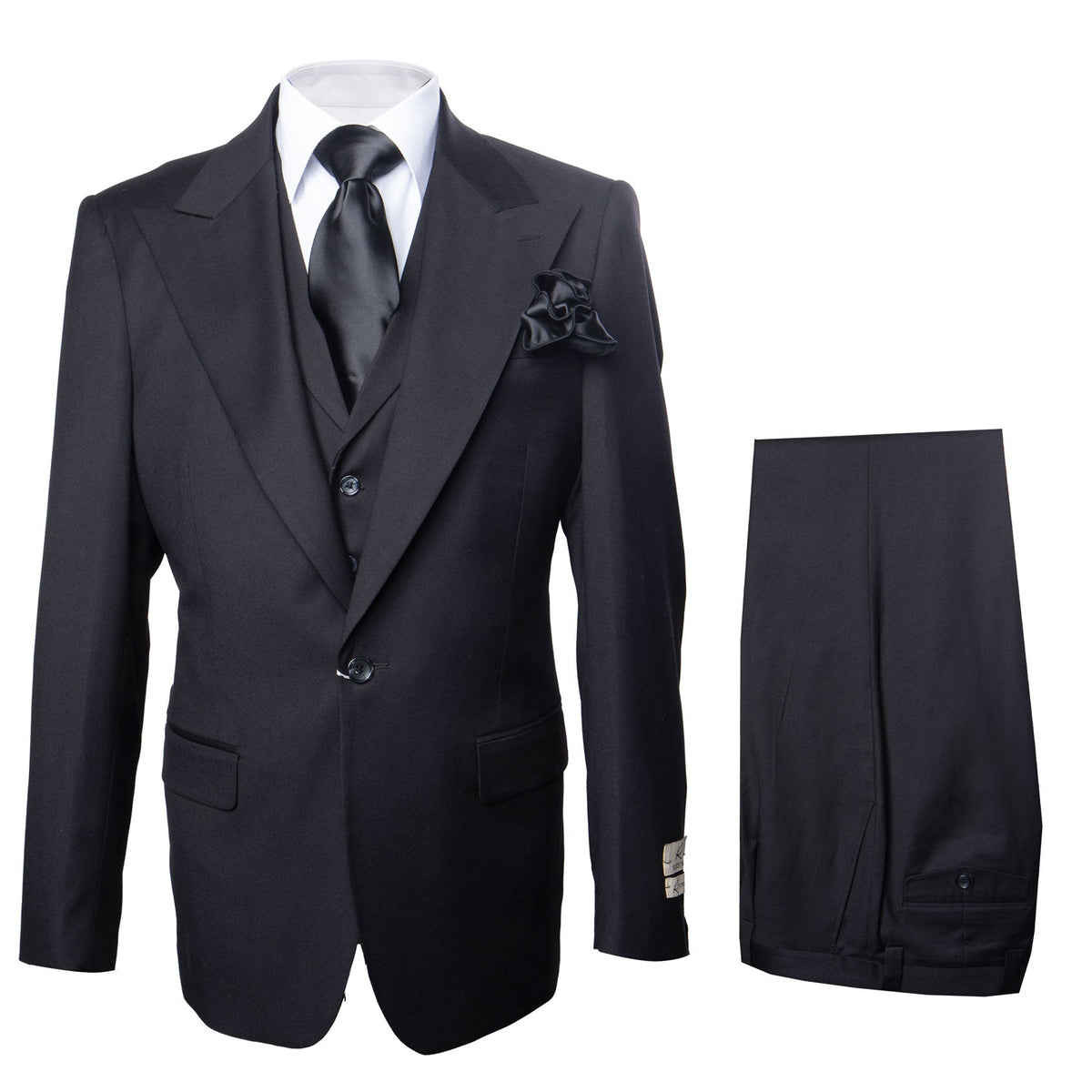 Rossi Man RM2301 Sam Collection Mens Slim Fit Formal Suit in Black