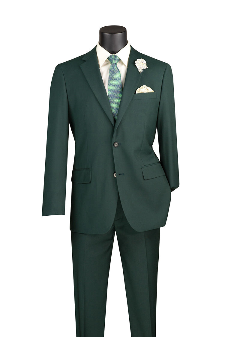 Slim Fit Men's Suit 2 Piece 2 Button in Hunter Green - 40 Regular - 34 Waist
