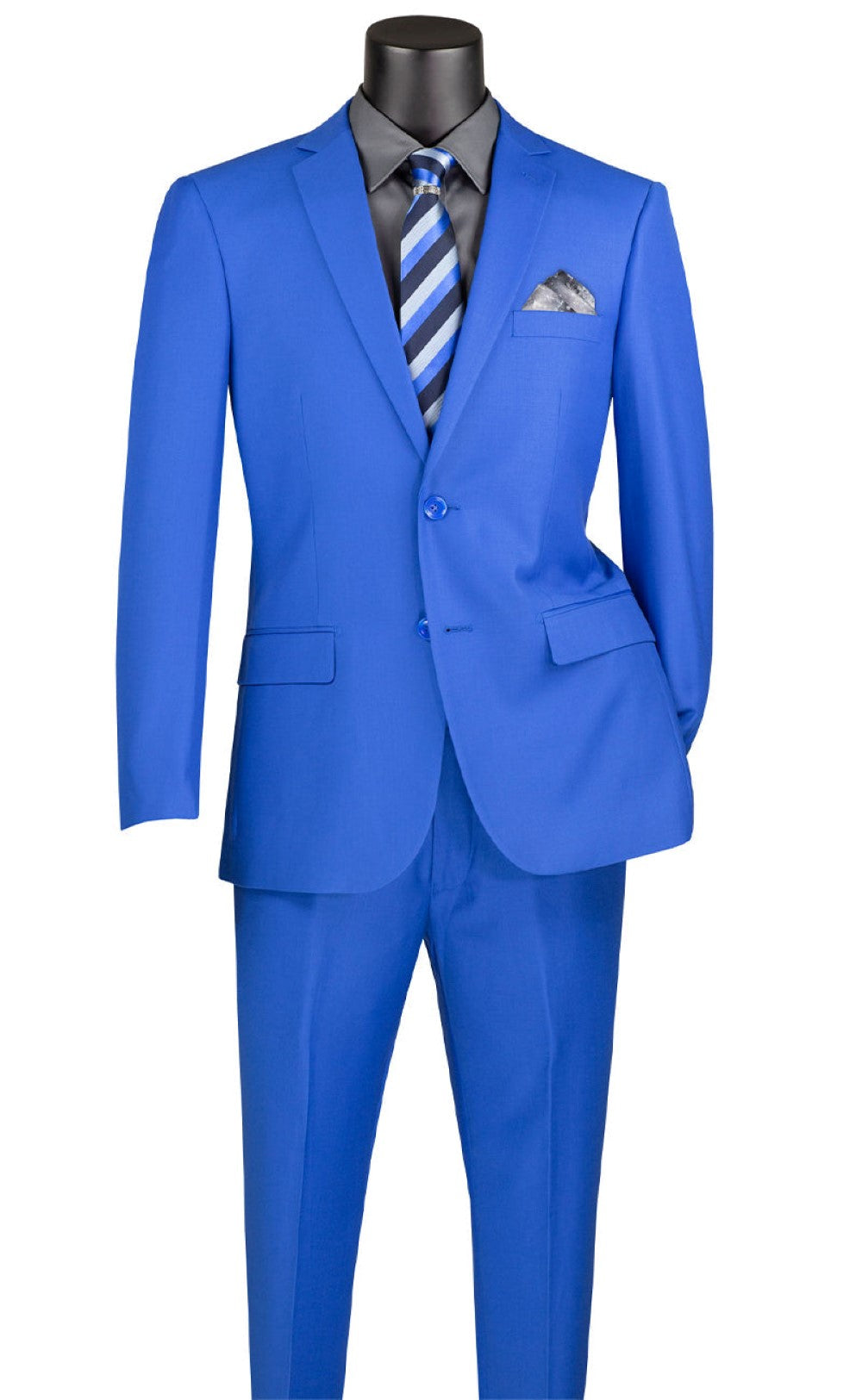Slim Fit Men's Suit 2 Piece 2 Button in Royal Blue - Royal Blue