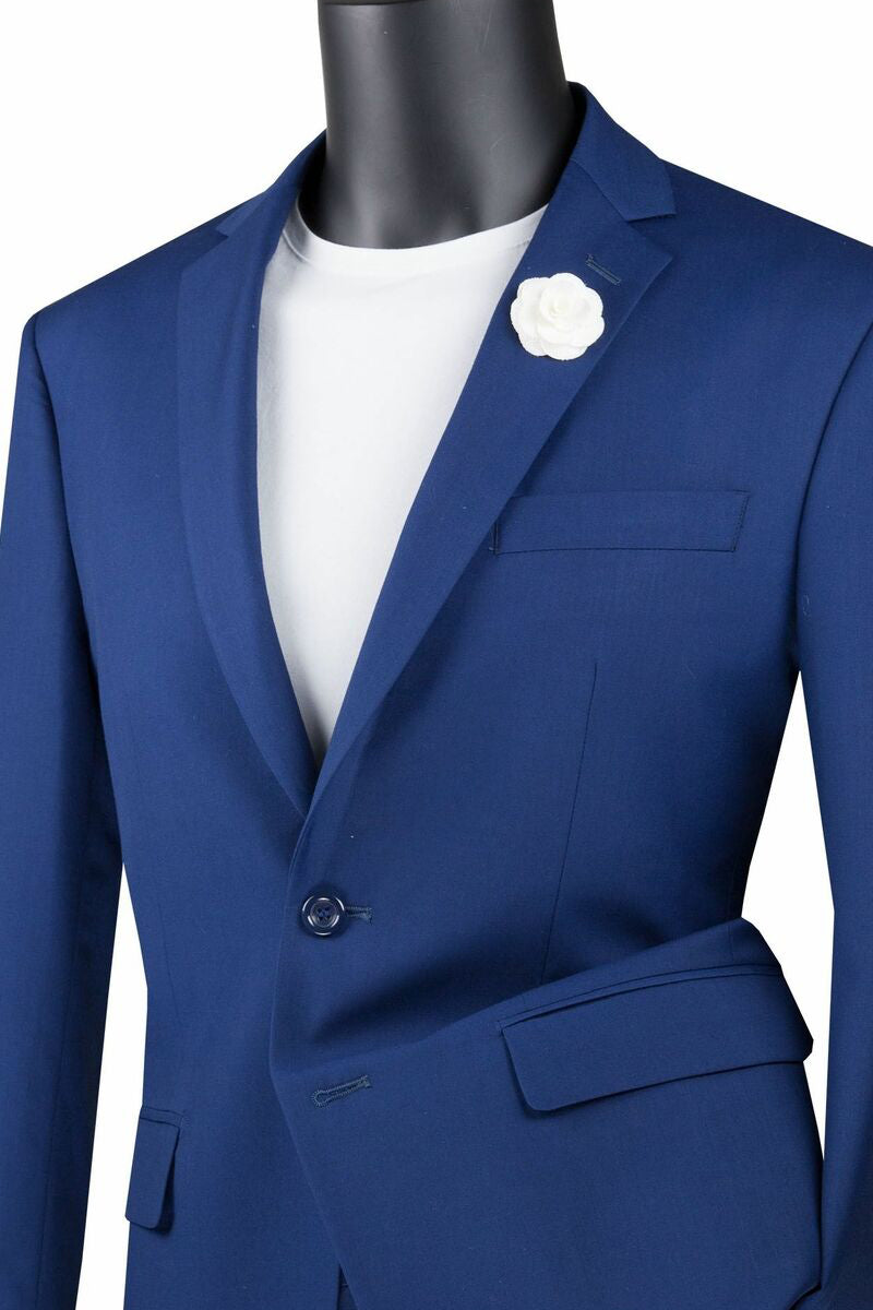 Slim Fit Men's Suit 2 Piece 2 Button in Twilight Blue - Twilight Blue