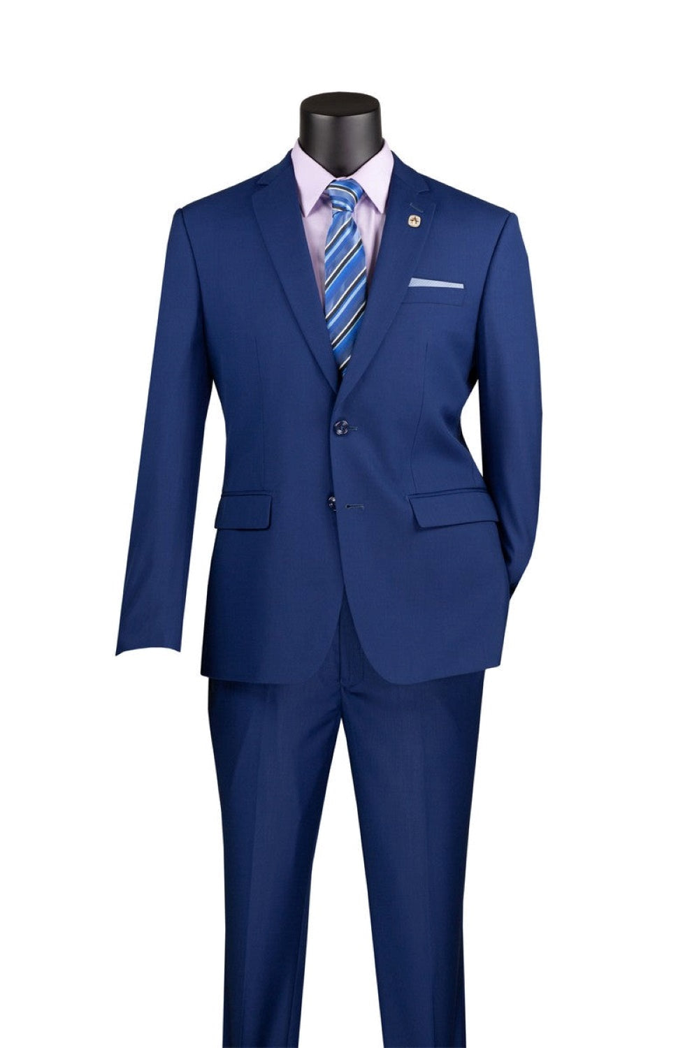 Slim Fit Men's Suit 2 Piece 2 Button in Twilight Blue - Twilight Blue
