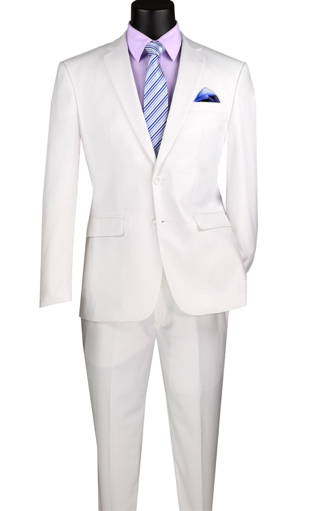 Slim Fit Men's Suit 2 Piece 2 Button in White - White