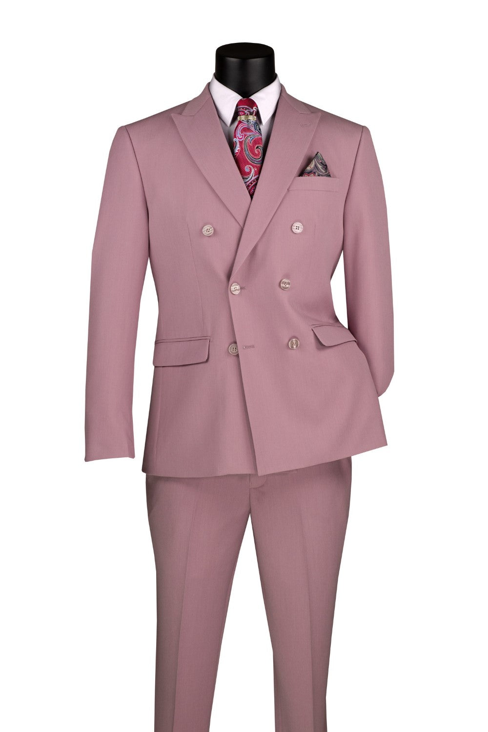Lilac Slim Fit Double Breasted 2 Piece Suit with Flexible Elastic Waistband - Lilac