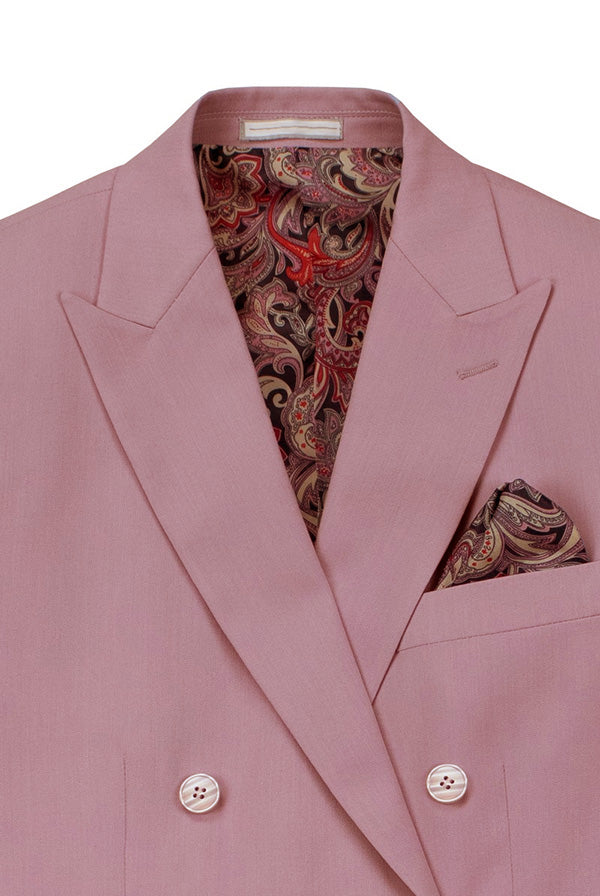 Lilac Slim Fit Double Breasted 2 Piece Suit with Flexible Elastic Waistband - Lilac