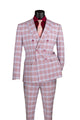 Duke of Windsor Collection - Slim Fit 2 Piece Double Breasted Windowpane Suit in Adobe Rose