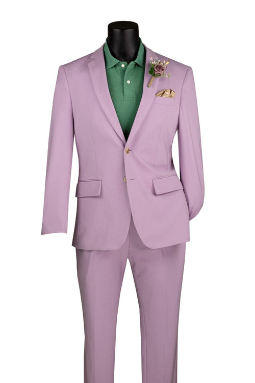 Slim Fit 2-Piece Stretch Fabric Suit with Adjustable Waistband - Lavender