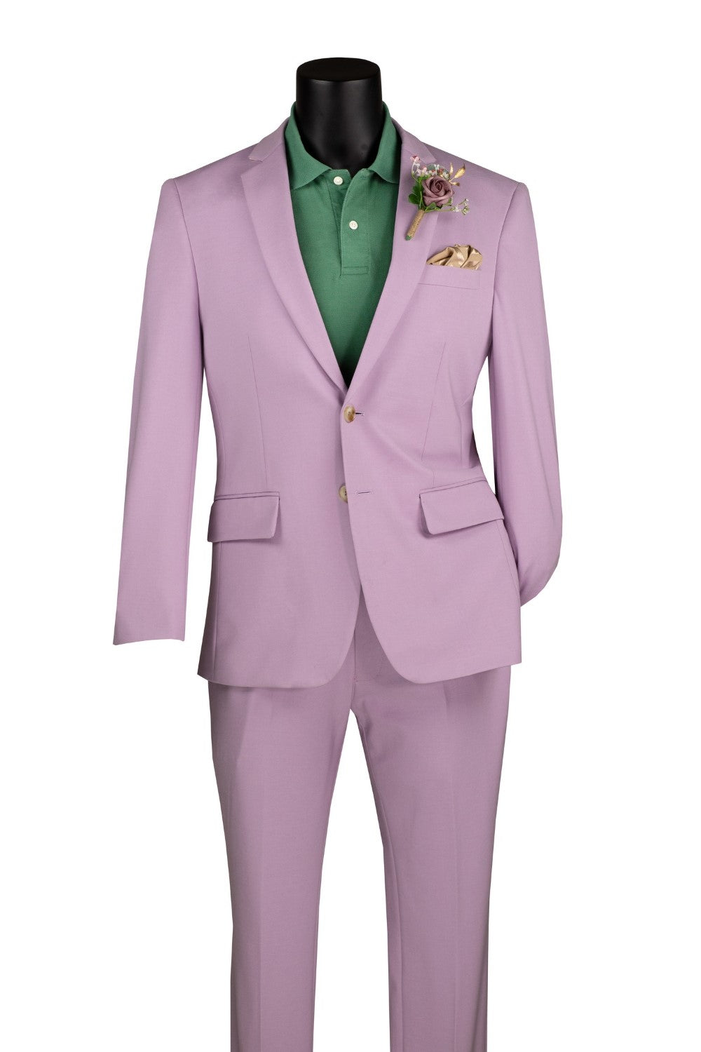 Slim Fit 2-Piece Stretch Fabric Suit with Adjustable Waistband - Lavender