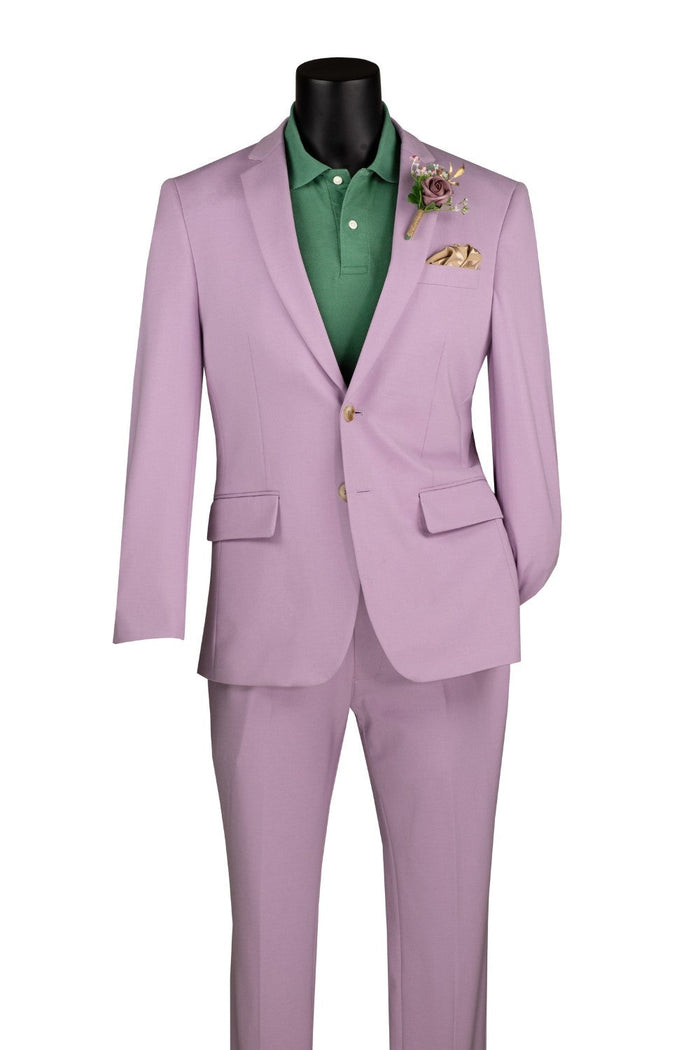 Slim Fit 2-Piece Stretch Fabric Suit with Adjustable Waistband - Lavender