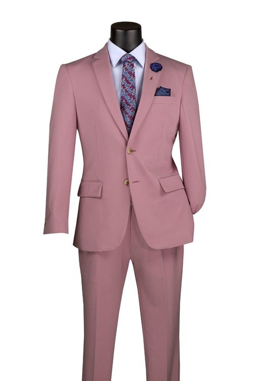 Slim Fit 2-Piece Stretch Fabric Suit with Adjustable Waistband - Pink