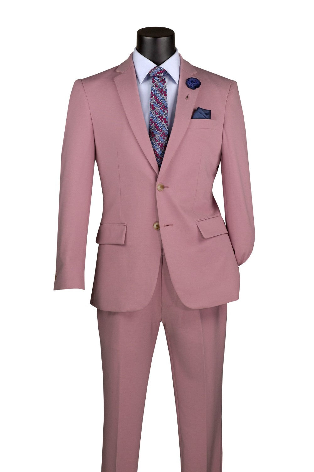 Slim Fit 2-Piece Stretch Fabric Suit with Adjustable Waistband - Pink