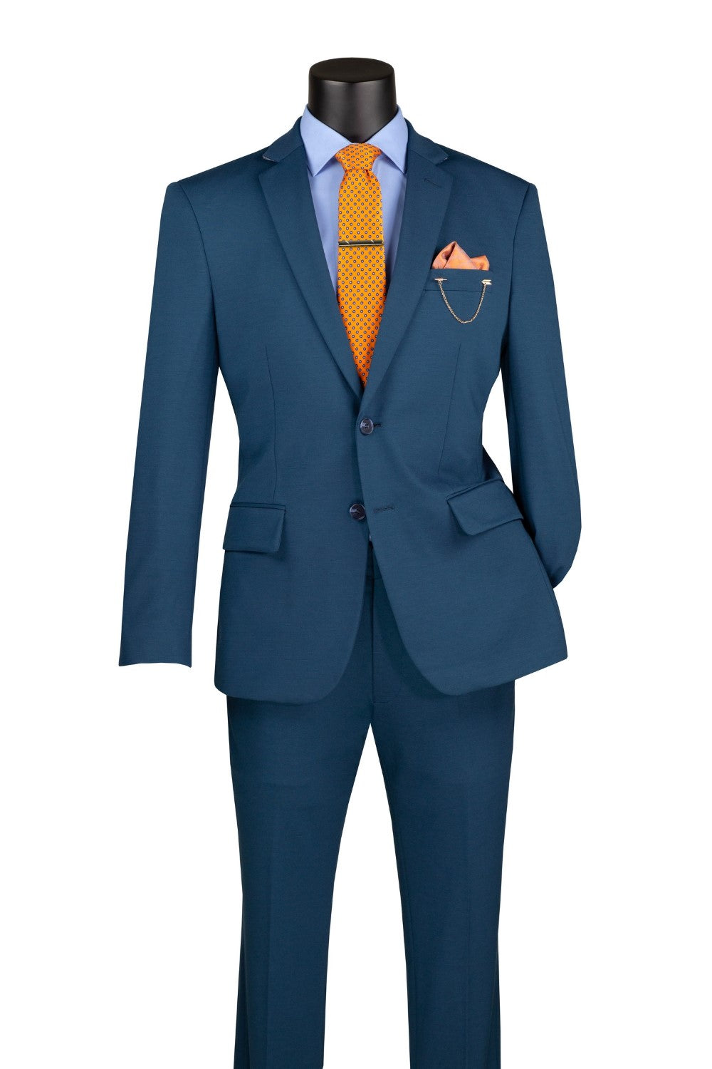 Slim Fit 2-Piece Stretch Fabric Suit with Adjustable Waistband - Teal