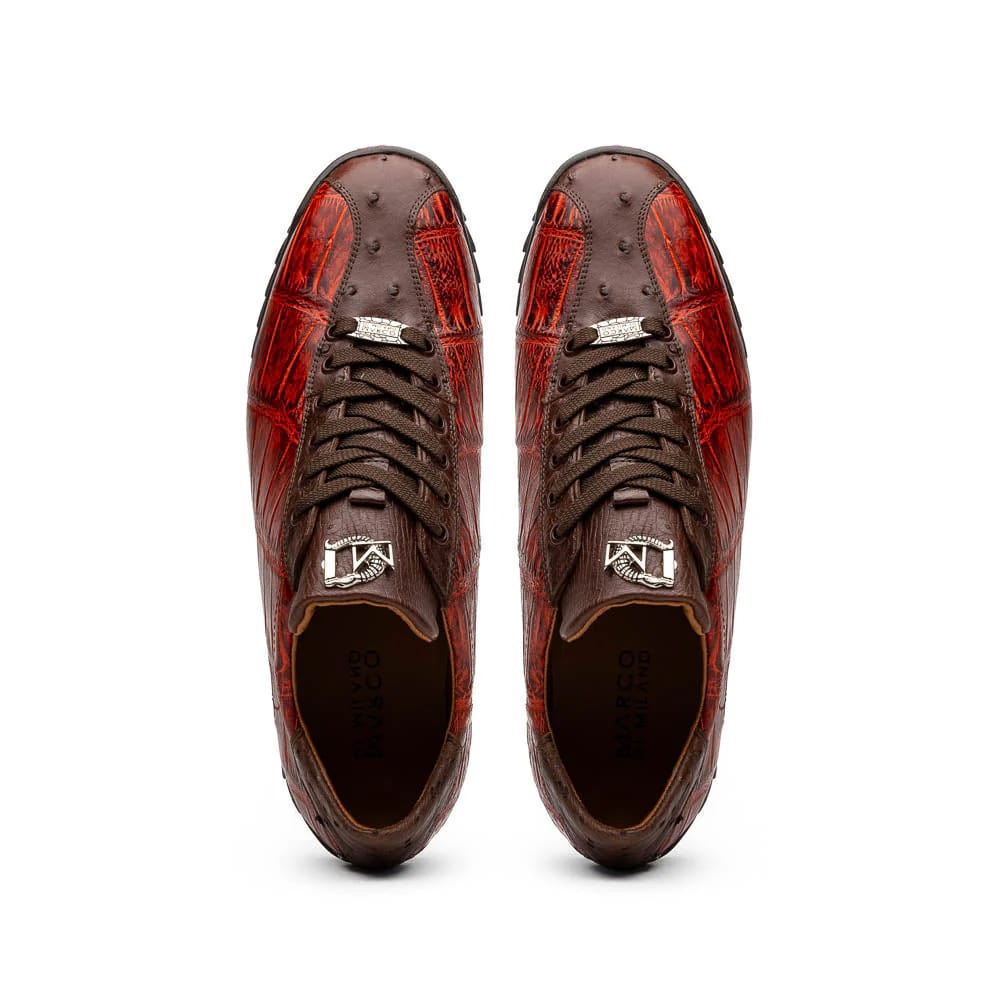 Marco Di Milano Saulo Men's Shoes Cognac Exotic Ostich / Alligator Casual Sneakers - 8