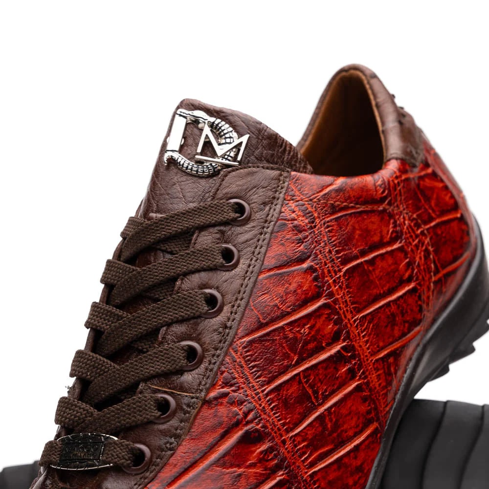 Marco Di Milano Saulo Men's Shoes Cognac Exotic Ostich / Alligator Casual Sneakers - 6