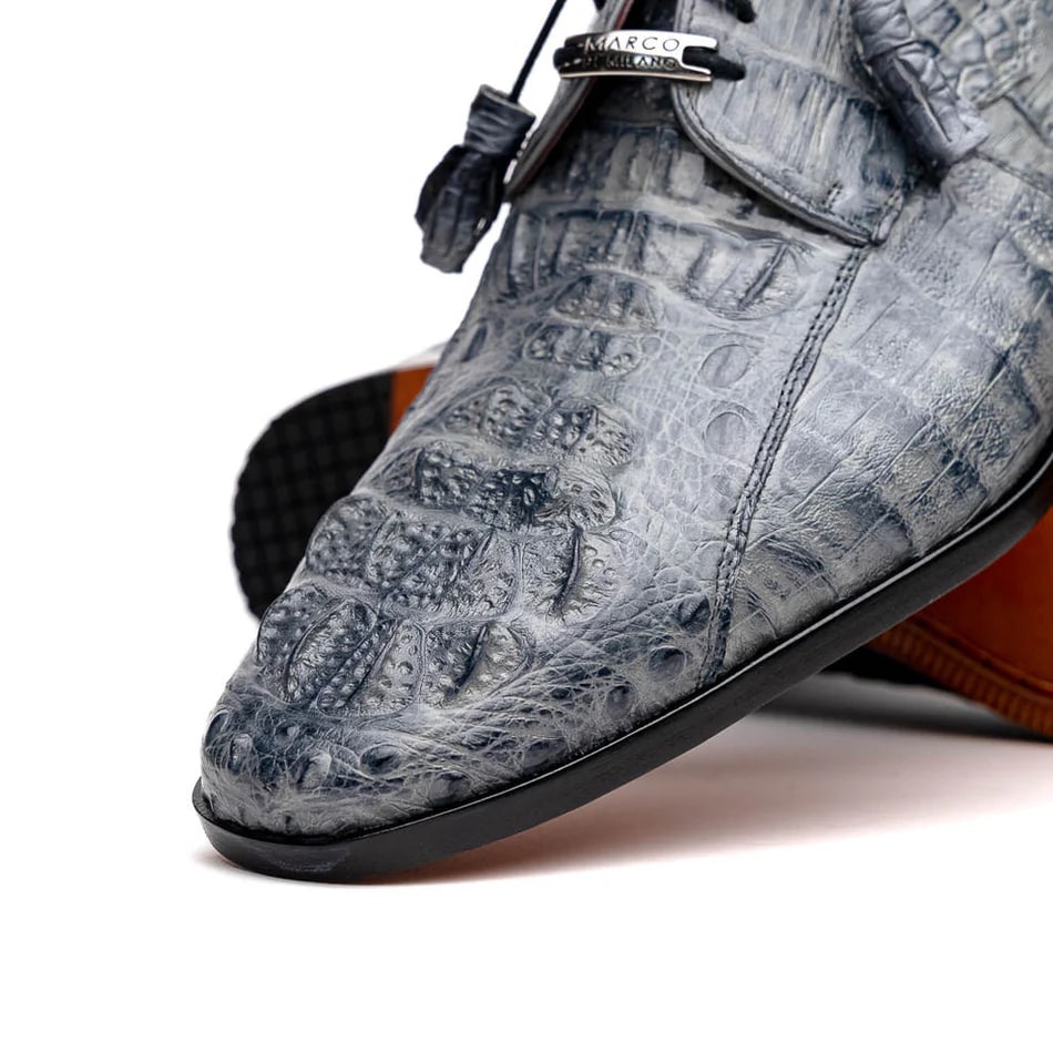 Marco Di Milano Tulum Men's Shoes Gray Exotic Crocodile Derby Oxfords - 8.5