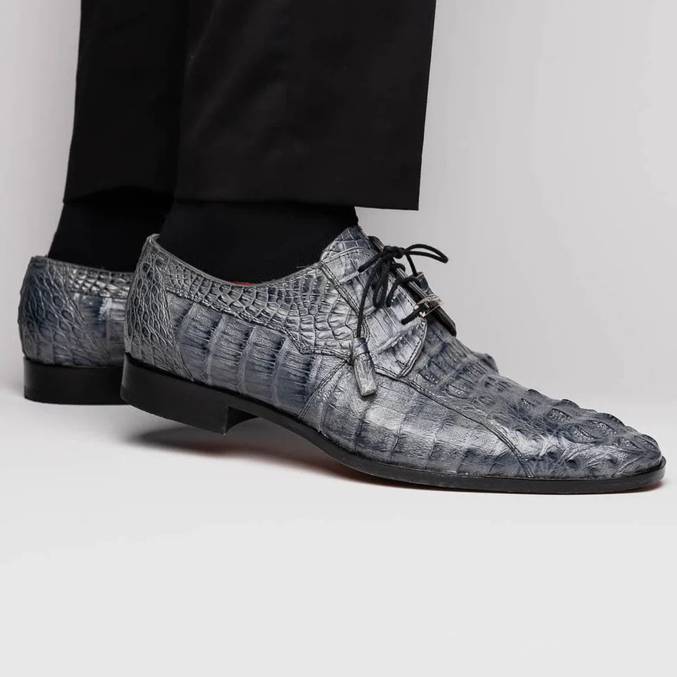 Marco Di Milano Tulum Men's Shoes Gray Exotic Crocodile Derby Oxfords - 6