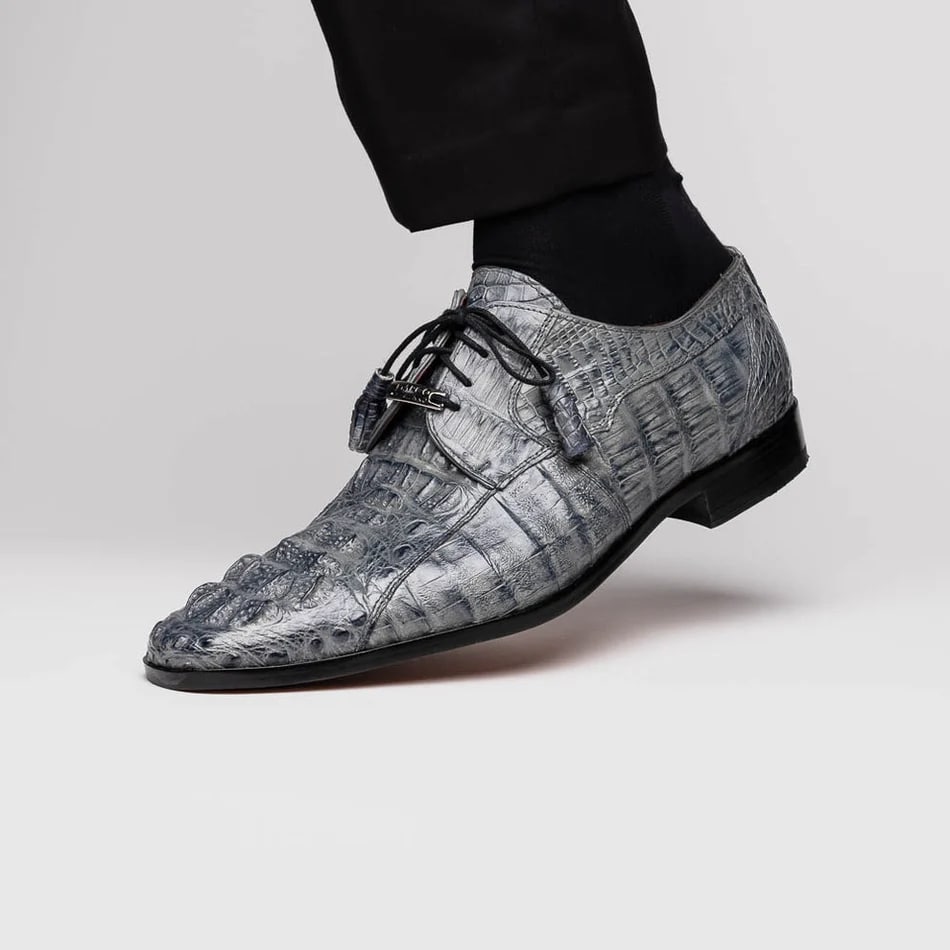Marco Di Milano Tulum Men's Shoes Gray Exotic Crocodile Derby Oxfords - 8.5