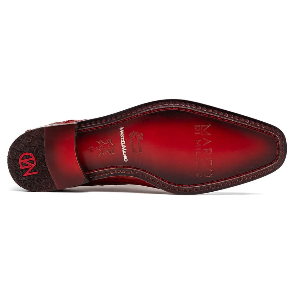 Marco Di Milano Rovigo Men' Shoes Red Genuine Caiman Crocodile Dress Single Monk-strap Loafers - 6