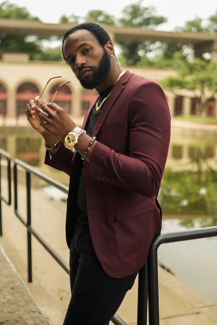 Cheap Priced Suit - Men's Basic 2 Button Slim Fit Wedding Burgundy Suit - 38 Short Jacket+32 Waist Adjustable 28to34)(Height: 5 4 to5 7 )(Neck  15-16.5)S-M)