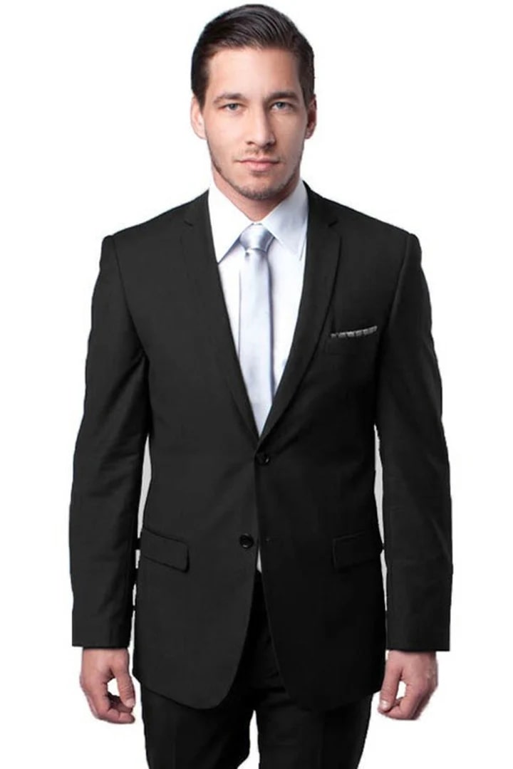 Cheap Suit - Men's Basic 2 Button Slim Fit Wedding  Black Suit