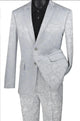 Cheap Priced Suit  - Men's Slim Fit Shiny Paisley Prom 2025 & Wedding Silver Suit