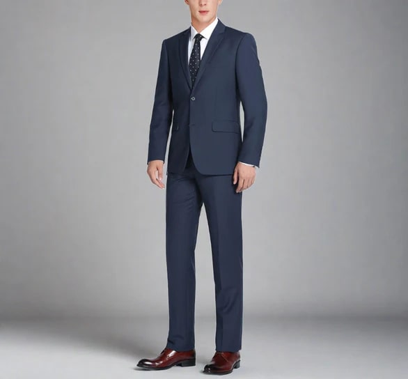 Renoir Clothing - Renoir Suit - Renoir Fashion - Super 140s Wool Two Button Classic Fit Navy Renoir Suit