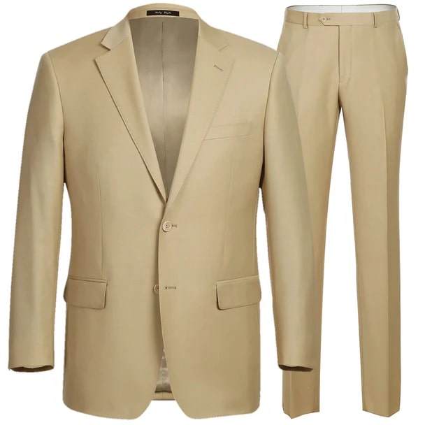 Renoir Clothing - Renoir Suit - Renoir Fashion - Super 140s Wool Two Button Slim Fit Tan  Renoir Suit - Coat Size 38