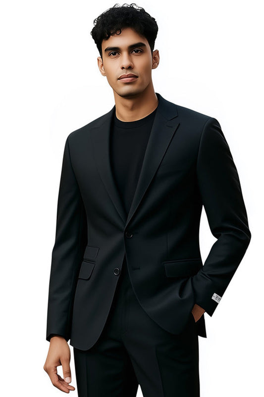 Men's Stacy Adams Basic Slim Fit Wedding & Business Suit in Black