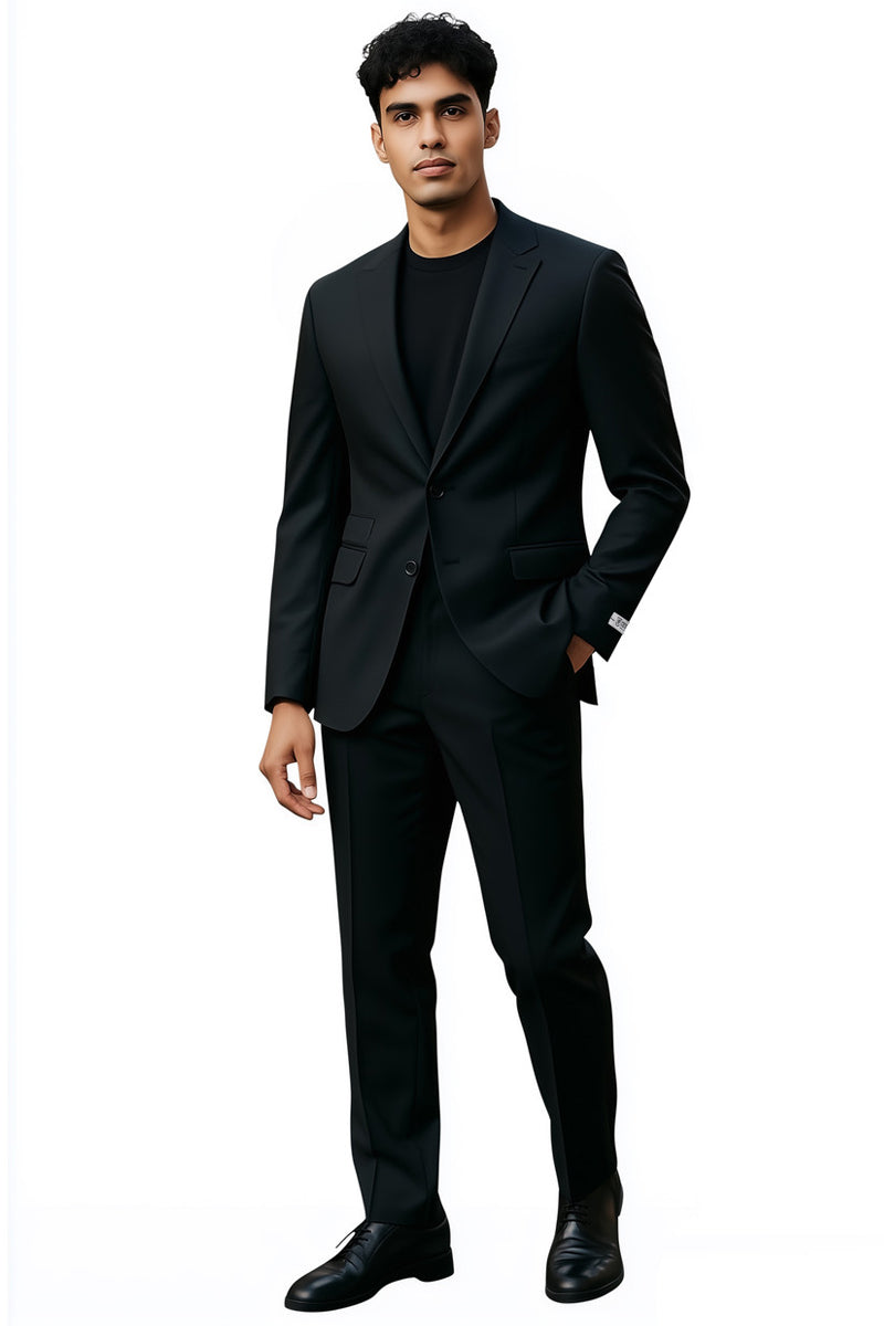 Men's Stacy Adams Basic Slim Fit Wedding & Business Suit in Black - 36 Short