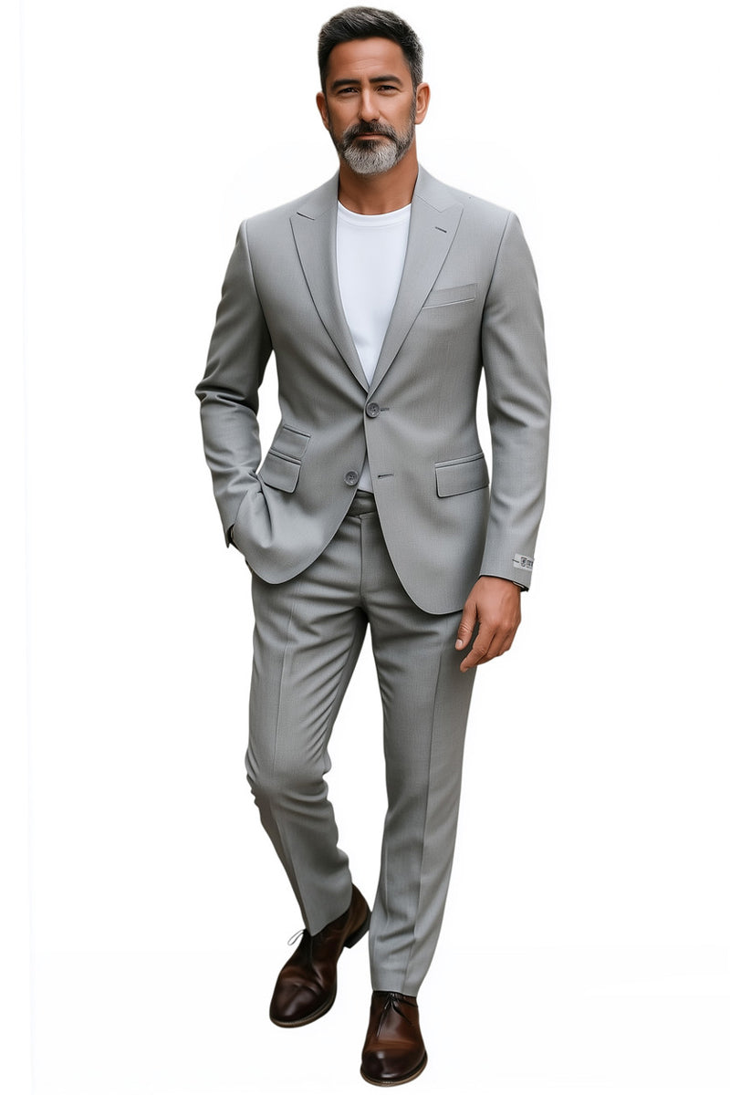 Men's Stacy Adams Basic Slim Fit Wedding & Business Suit in Light Grey - 36 Short