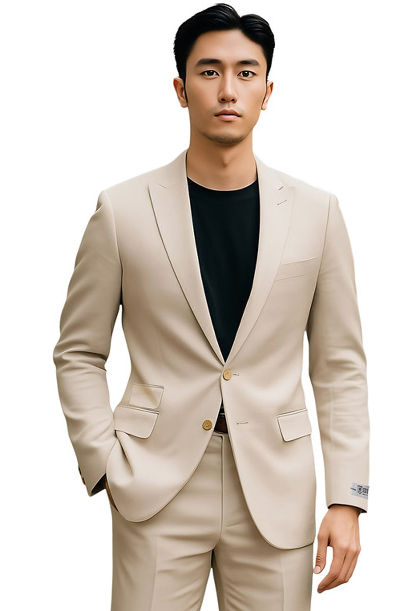 Men's Stacy Adams Basic Slim Fit Wedding & Business Suit in Tan - 36 Short