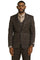 Men's Stacy Adams One Button Vested Peak Lapel Suit in Brown Glen Plaid