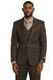 Men's Stacy Adams One Button Vested Peak Lapel Suit in Brown Glen Plaid