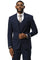 Men's Stacy Adams One Button Peak Lapel Vested Sharkskin Suit in Navy