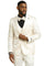 Men's Stacy Adams Shiny Brocade Wedding & Prom Tuxedo with Double Breasted Vest in Ivory