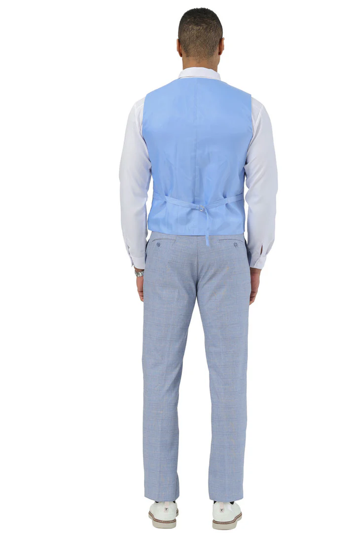 Mens Easter Suit - Jacket and Pants in Summer Color Light Blue Glen Plaid Modern Fit Light Weight - 34 Short or Extra Small