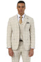 Men's Designer Stacy Adams Vested Glen Plaid Suit in Beige