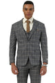 Men's Designer Stacy Adams Vested Glen Plaid Suit in Charcoal