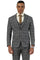 Men's Designer Stacy Adams Vested Glen Plaid Suit in Charcoal & Brown