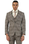 Men's Stacy Adams Two Button Wide Notch Lapel Vested Suit in Brown Glen Plaid