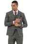 Men's Stacy Adams Two Button Wide Notch Lapel Vested Suit in Black Glen Plaid