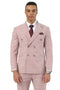 Men's Stacy Adams Double Breasted Summer Suit in Pink Windowpane Plaid