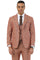 Men's Stacy Adams One Button Peak Lapel Vested Suit in Taupe Sharkskin Windowpane
