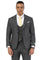 Men's Stacy Adams One Button Peak Lapel Vested Suit in Black Sharkskin Windowpane