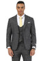 Men's Stacy Adams One Button Peak Lapel Vested Suit in Black Sharkskin Windowpane