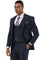 Men's Stacy Adams Two Button Peak Lapel Suit with Scoop Vest in Navy Glen Plaid