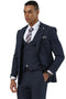 Men's Stacy Adams Two Button Peak Lapel Suit with Scoop Vest in Navy Glen Plaid
