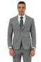 Men's Stacy Adams Two Button Peak Lapel Suit with Scoop Vest in Grey Glen Plaid